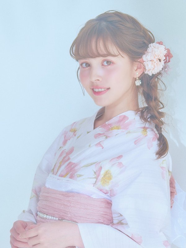 画像13: 【即日発送】水彩ピンクフラワー浴衣【浴衣３点セット 浴衣/帯/下駄】[YMT] (13)