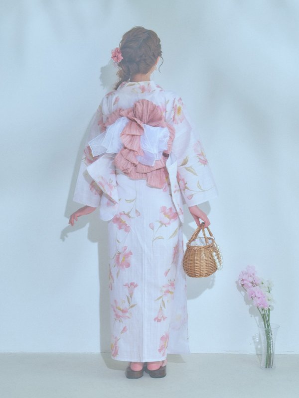 画像20: 【即日発送】水彩ピンクフラワー浴衣【浴衣３点セット 浴衣/帯/下駄】[YMT] (20)