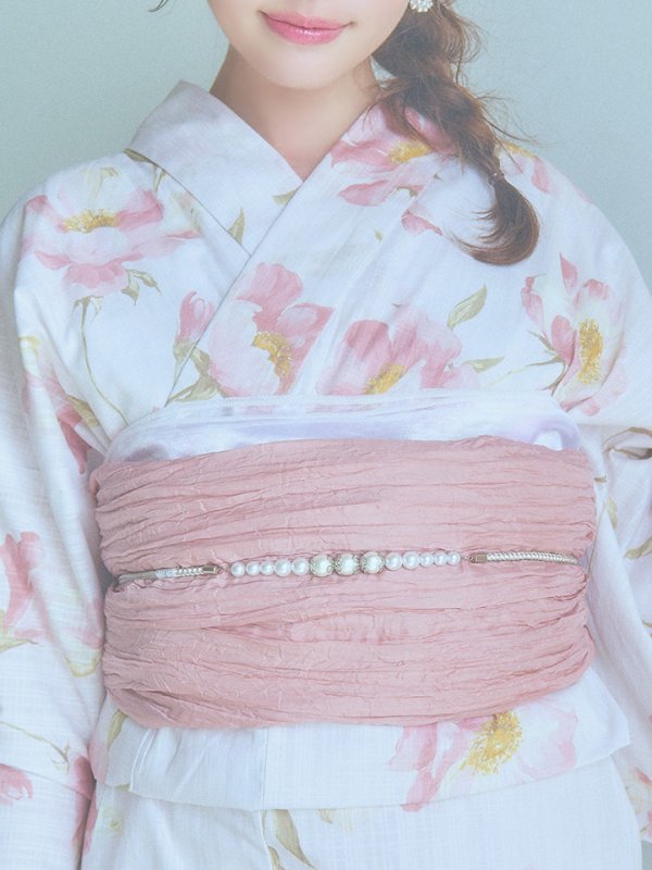 画像21: 【即日発送】水彩ピンクフラワー浴衣【浴衣３点セット 浴衣/帯/下駄】[YMT] (21)