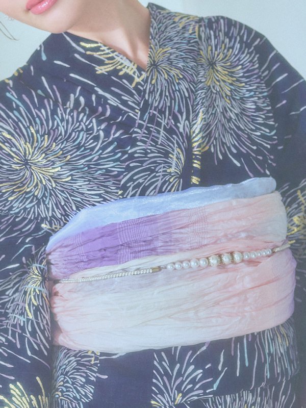 画像17: 【即日発送！】夜空×花火キラキラ浴衣【浴衣３点セット 浴衣/帯/下駄】[OF04] (17)