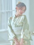 画像6: 【即日発送】くすみグリーン×ホワイトフラワー浴衣 OBI-siwa-202-ok-5-IV / HIMO-900-yn-5-IV / HEKO-800-sb-5-WH / YA-81-kn-W / YA-1081-kj-IV / GETA-02-ok-2-IV/ [YMT] (6)