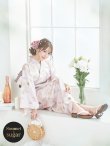 画像2: 【即日発送】ピンクベージュ×ホワイトローズ浴衣 【浴衣３点セット 浴衣/帯/下駄】 siwa-36ok / HIMO-903-kj-W / HEKO-800-sb-5-WH / YA-74-kn-P / YA-1017-am-W / GETA-02-ok-5-P / [YMT] (2)