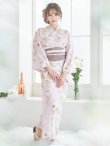 画像4: 【即日発送】ピンクベージュ×ホワイトローズ浴衣 【浴衣３点セット 浴衣/帯/下駄】 siwa-36ok / HIMO-903-kj-W / HEKO-800-sb-5-WH / YA-74-kn-P / YA-1017-am-W / GETA-02-ok-5-P / [YMT] (4)