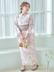 画像2: 【即日発送】ピンクベージュ×ホワイトローズ浴衣【浴衣３点セット 浴衣/帯/下駄】OBI-siwa-202-ok-1-BE / HIMO-903-kj-W / HEKO-800-sb-5-WH / YA-74-kn-P / GETA-02-ok-5-P / [YMT] (2)