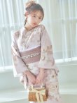 画像3: 【即日発送】ピンクベージュ×ホワイトローズ浴衣【浴衣３点セット 浴衣/帯/下駄】OBI-siwa-202-ok-1-BE / HIMO-903-kj-W / HEKO-800-sb-5-WH / YA-74-kn-P / GETA-02-ok-5-P / [YMT] (3)