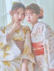 画像18: 【即日発送】白地にイエローの水彩花柄浴衣【浴衣３点セット 浴衣/帯/下駄】[YMT] (18)