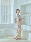 画像6: 【即日発送】白地にイエローの水彩花柄浴衣【浴衣３点セット 浴衣/帯/下駄】[YMT] (6)