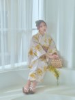 画像8: 【即日発送】白地にイエローの水彩花柄浴衣【浴衣３点セット 浴衣/帯/下駄】[YMT] (8)