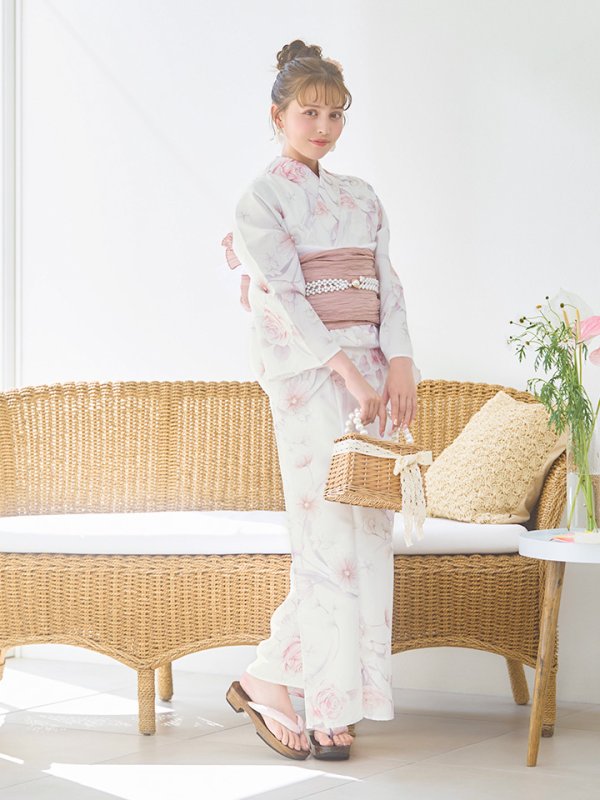 画像2: 【即日発送】アイシーピンクフラワー浴衣【浴衣３点セット 浴衣/帯/下駄】[YMT] (2)