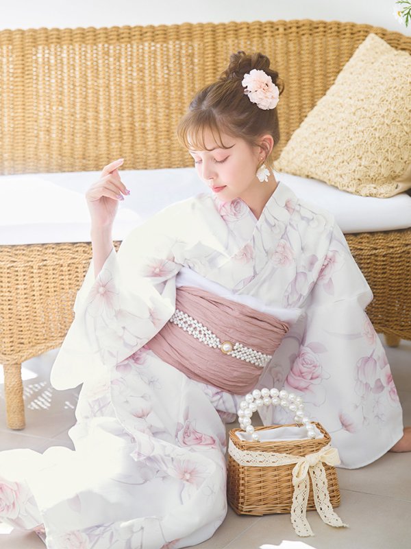 画像12: 【即日発送】アイシーピンクフラワー浴衣【浴衣３点セット 浴衣/帯/下駄】[YMT] (12)