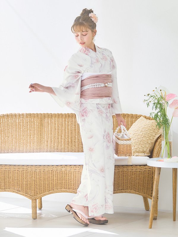 画像14: 【即日発送】アイシーピンクフラワー浴衣【浴衣３点セット 浴衣/帯/下駄】[YMT] (14)