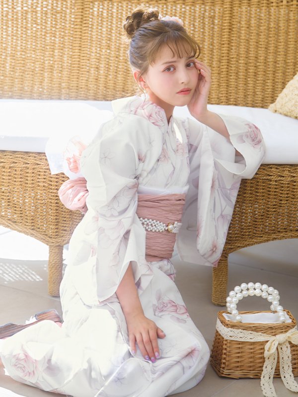 画像15: 【即日発送】アイシーピンクフラワー浴衣【浴衣３点セット 浴衣/帯/下駄】[YMT] (15)