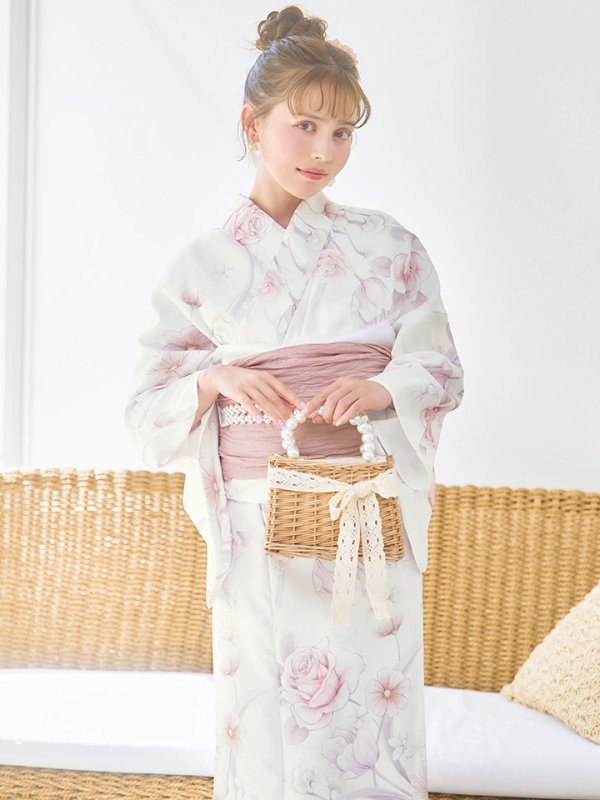 画像6: 【即日発送】アイシーピンクフラワー浴衣【浴衣３点セット 浴衣/帯/下駄】[YMT] (6)