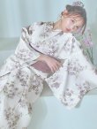 画像1: 【即日発送】くすみカラー× 水彩フラワー浴衣 OBI-siwa-202-ok-17-BR / HIMO-900-yn-4-GYxGY / HEKO-800-sb-5-WH / YA-73-kn-MVPL / GETA-02-ok-4-MOC/ [YMT] (1)