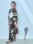 画像5: 【即日発送！】ストライプ×フラワーレトロ浴衣【浴衣３点セット 浴衣/帯/下駄】[YMT] (5)