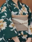 画像15: 【即日発送！】グリーン×牡丹浴衣 OBI-hira-100-ok-9-PxBR / HIMO-900-yn-7-MOC / HEKO-800-sb-3-BR / YA-953-kn-W / GETA-02-ok-4-MOC/ [YMT] (15)