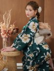画像3: 【即日発送！】グリーン×牡丹浴衣 OBI-hira-100-ok-9-PxBR / HIMO-900-yn-7-MOC / HEKO-800-sb-3-BR / YA-953-kn-W / GETA-02-ok-4-MOC/ [YMT] (3)