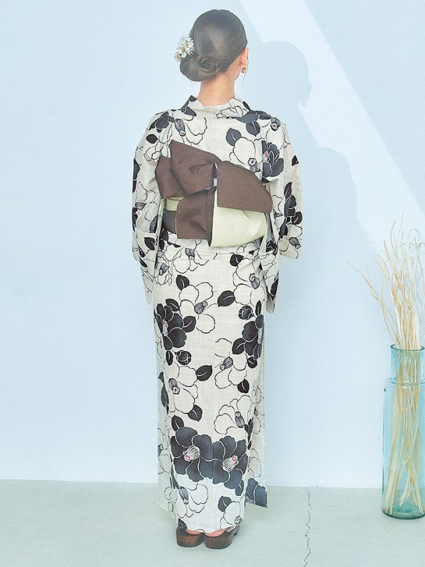 画像17: 【即日発送！】モノトーン大正モダン浴衣【浴衣３点セット 浴衣/帯/下駄】[YMT] (17)