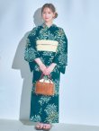画像4: 【即日発送】エメラルドグリーン×花火浴衣 OBI-siwa-202-ok-5-IV / HIMO-900-yn-7-MOC / HEKO-800-sb-3-BR / YA-1027-wk-IV / GETA-02-ok-4-MOC /[YMT] (4)