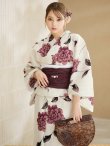 画像12: 【即日発送】パープルレッドダリア柄浴衣【浴衣３点セット 浴衣/帯/下駄】OBI-siwa-202-ok-16-WR / HIMO-902-kj-5-RosePK / HEKO-800-sb-5-WH / YA-1024-wk-BE / GETA-02-ok-8-RoseP/ [YMT] (12)