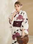 画像9: 【即日発送】パープルレッドダリア柄浴衣【浴衣３点セット 浴衣/帯/下駄】OBI-siwa-202-ok-16-WR / HIMO-902-kj-5-RosePK / HEKO-800-sb-5-WH / YA-1024-wk-BE / GETA-02-ok-8-RoseP/ [YMT] (9)
