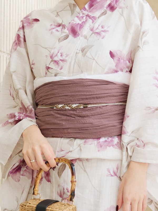 画像15: 【即日発送】パープルピンクフラワー浴衣【浴衣３点セット 浴衣/帯/下駄】[YMT] (15)