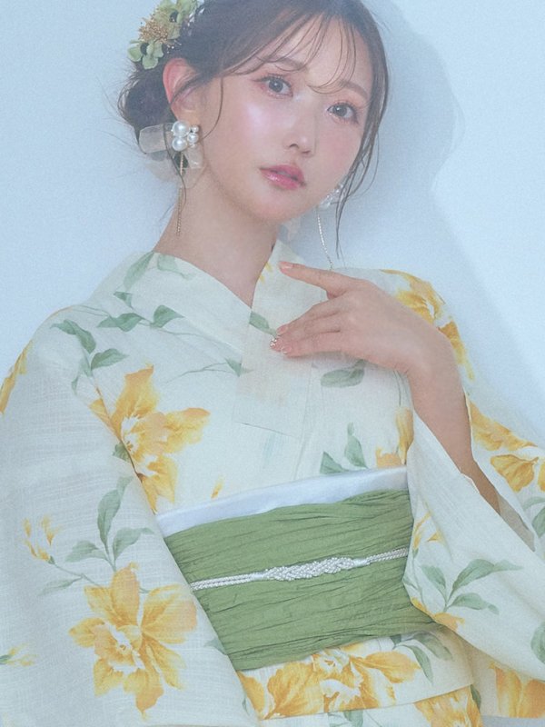 画像18: 【即日発送！】レモンフラワー浴衣【浴衣３点セット 浴衣/帯/下駄】[YMT] (18)