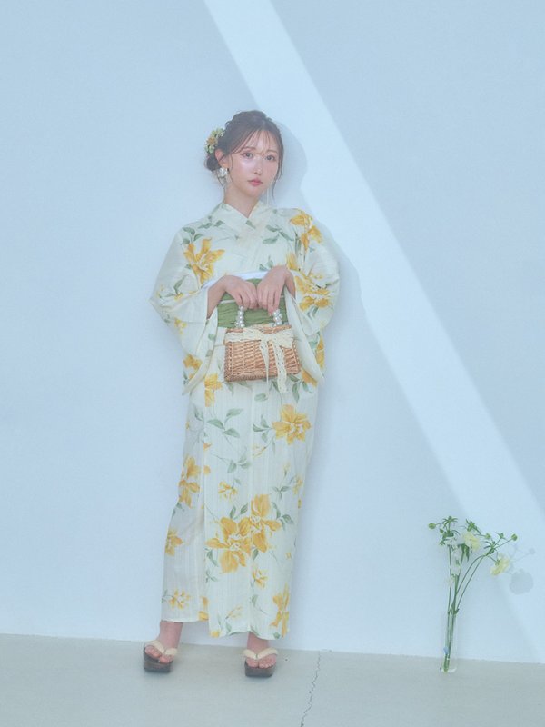 画像5: 【即日発送！】レモンフラワー浴衣【浴衣３点セット 浴衣/帯/下駄】[YMT] (5)