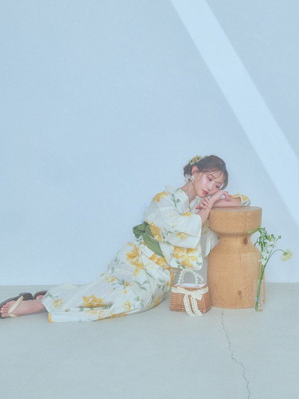 画像8: 【即日発送！】レモンフラワー浴衣【浴衣３点セット 浴衣/帯/下駄】[YMT] (8)