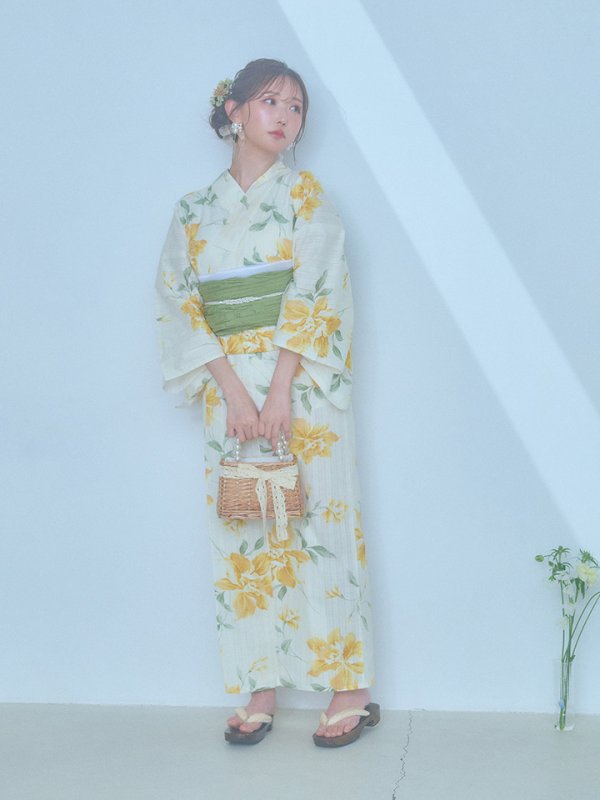 画像9: 【即日発送！】レモンフラワー浴衣【浴衣３点セット 浴衣/帯/下駄】[YMT] (9)