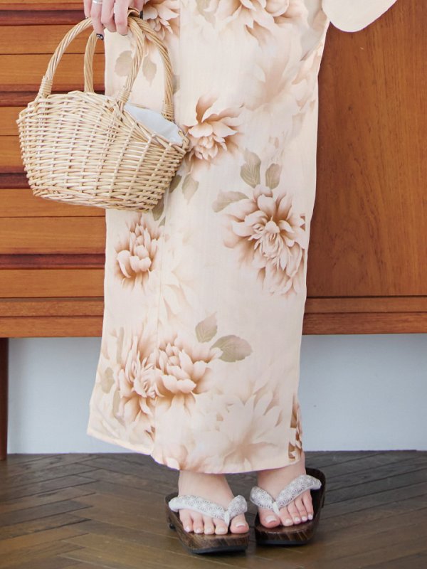 画像13: 【即日発送】リッチベージュダリア浴衣【浴衣３点セット 浴衣/帯/下駄】[YMT] (13)