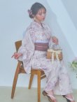 画像12: 【即日発送】くすみカラー×パープルダリア浴衣【浴衣３点セット 浴衣/帯/下駄】[YMT] (12)