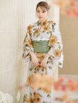 画像2: 【予約 / 5月中旬発送予定】水彩向日葵浴衣 OBI-siwa-201-wk-2-GR / HIMO-900-yn-3-GYxGD / HEKO-800-sb-5-WH / YA-68-kn-YEBE / GETA-02-ok-2-IV / [YMT] (2)