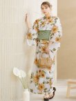 画像6: 【予約 / 5月中旬発送予定】水彩向日葵浴衣 OBI-siwa-201-wk-2-GR / HIMO-900-yn-3-GYxGD / HEKO-800-sb-5-WH / YA-68-kn-YEBE / GETA-02-ok-2-IV / [YMT] (6)