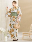 画像7: 【予約 / 5月中旬発送予定】水彩向日葵浴衣 OBI-siwa-201-wk-2-GR / HIMO-900-yn-3-GYxGD / HEKO-800-sb-5-WH / YA-68-kn-YEBE / GETA-02-ok-2-IV / [YMT] (7)