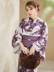 画像5: 白地×ピンクの蓮の花浴衣【浴衣３点セット 浴衣/帯/下駄】OBI-siwa-201-wk-1-LV / HIMO-902-kj-5-RosePK / HEKO-800-sb-5-WH / YA-1027-wk-PL / GETA-02-ok-8-RoseP/ [YMT] (5)