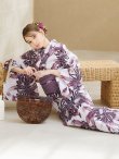 画像8: 白地×ピンクの蓮の花浴衣【浴衣３点セット 浴衣/帯/下駄】OBI-siwa-201-wk-1-LV / HIMO-902-kj-5-RosePK / HEKO-800-sb-5-WH / YA-1027-wk-PL / GETA-02-ok-8-RoseP/ [YMT] (8)