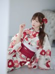 画像14: 【予約 / 5月中旬発送予定】古典レトロ椿浴衣 OBI-siwa-201-wk-3-WR / HIMO-902-kj-5-RosePK / HEKO-800-sb-5-WH / YA-1027-wk-R / GETA-02-ok-8-RoseP/ [YMT] (14)
