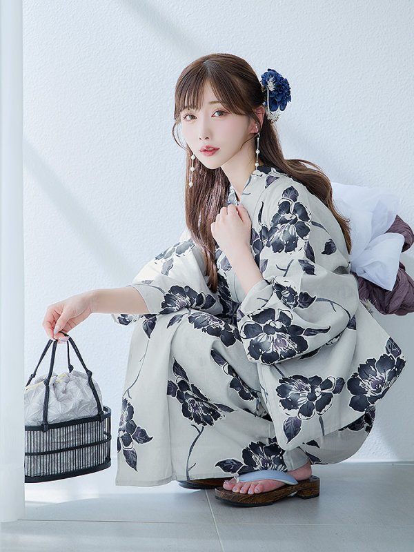 画像12: 【即日発送】古典ロマン牡丹浴衣【浴衣３点セット 浴衣/帯/下駄】[YMT] (12)