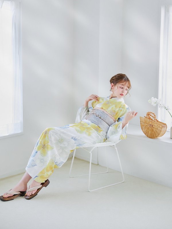 画像14: 【即日発送】ヘルシー油彩牡丹浴衣【浴衣３点セット 浴衣/帯/下駄】[YMT] (14)