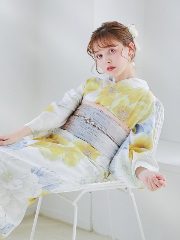 画像15: 【即日発送】ヘルシー油彩牡丹浴衣【浴衣３点セット 浴衣/帯/下駄】[YMT] (15)