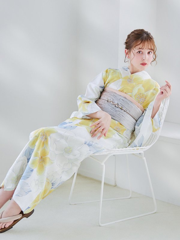 画像16: 【即日発送】ヘルシー油彩牡丹浴衣【浴衣３点セット 浴衣/帯/下駄】[YMT] (16)