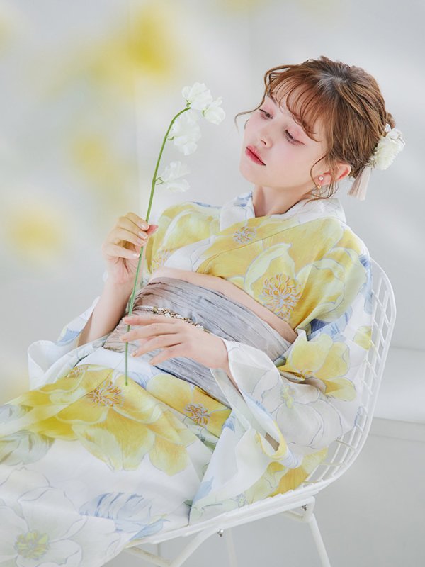 画像17: 【即日発送】ヘルシー油彩牡丹浴衣【浴衣３点セット 浴衣/帯/下駄】[YMT] (17)