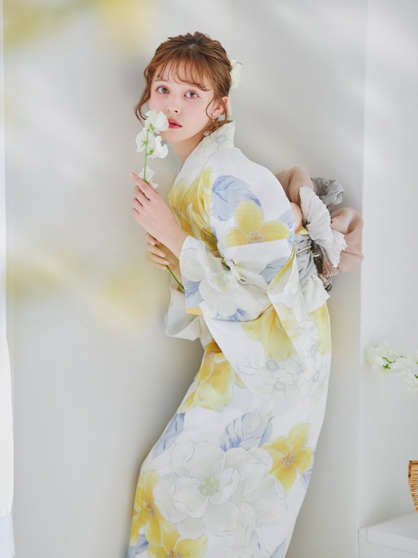 画像9: 【即日発送】ヘルシー油彩牡丹浴衣【浴衣３点セット 浴衣/帯/下駄】[YMT] (9)