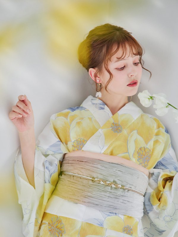 画像10: 【即日発送】ヘルシー油彩牡丹浴衣【浴衣３点セット 浴衣/帯/下駄】[YMT] (10)