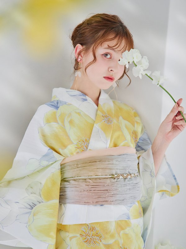 画像11: 【即日発送】ヘルシー油彩牡丹浴衣【浴衣３点セット 浴衣/帯/下駄】[YMT] (11)