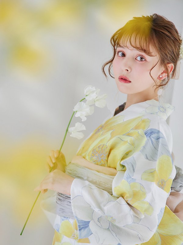 画像13: 【即日発送】ヘルシー油彩牡丹浴衣【浴衣３点セット 浴衣/帯/下駄】[YMT] (13)