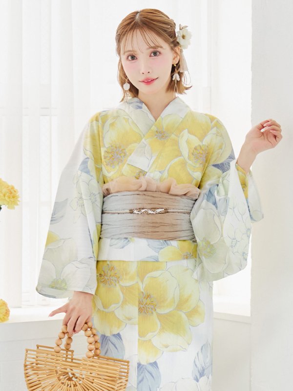 画像10: 【即日発送】ヘルシー油彩牡丹浴衣【浴衣３点セット 浴衣/帯/下駄】[YMT] (10)