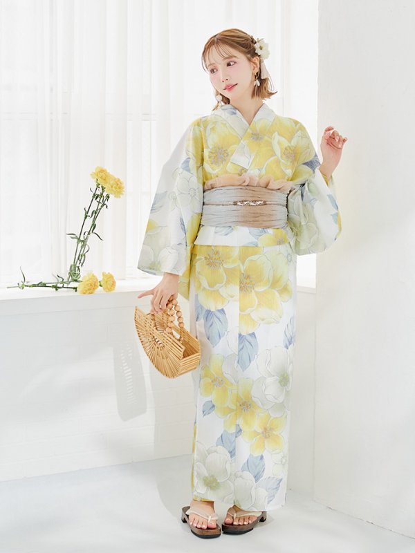 画像11: 【即日発送】ヘルシー油彩牡丹浴衣【浴衣３点セット 浴衣/帯/下駄】[YMT] (11)