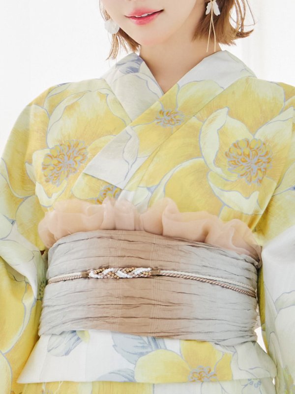 画像15: 【即日発送】ヘルシー油彩牡丹浴衣【浴衣３点セット 浴衣/帯/下駄】[YMT] (15)